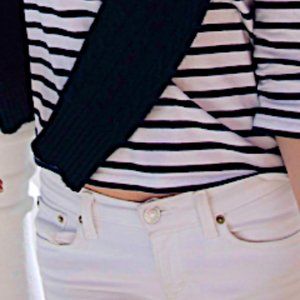 J Crew Boatneck Coastal Grandma white navy icon stripe